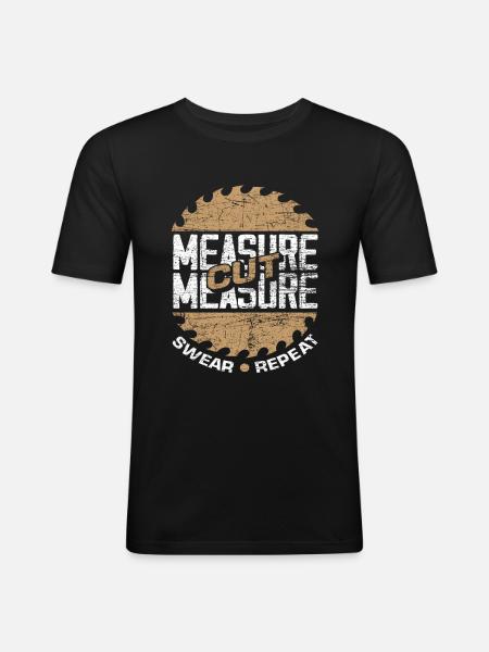 Carpenter measuring swearing - Men's Slim Fit T-Shirt - black