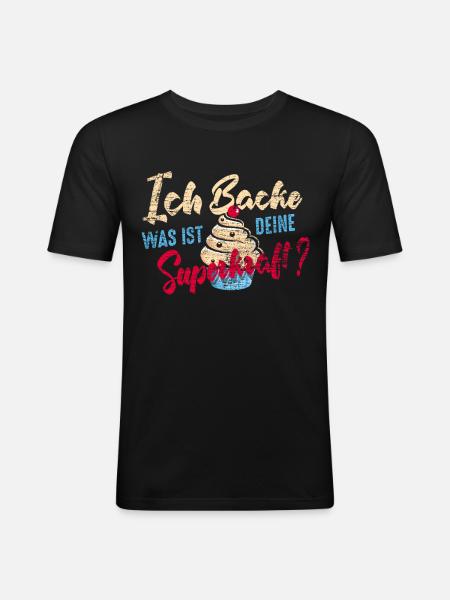 Bäcker Superkraft - Männer Slim Fit T-Shirt - Schwarz