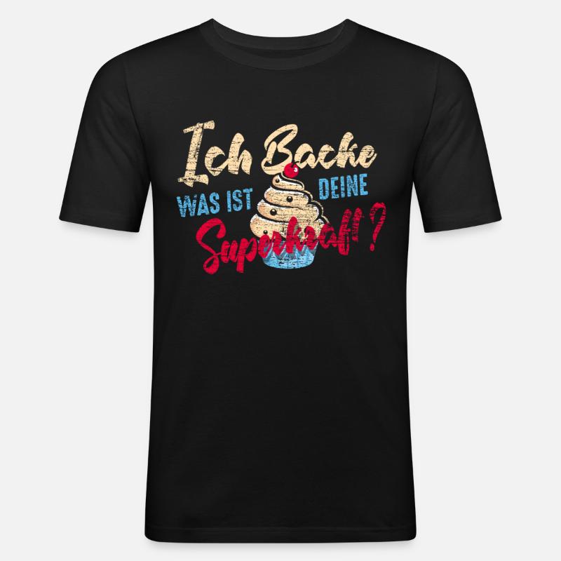 Bäcker Superkraft - Männer Slim Fit T-Shirt - Schwarz