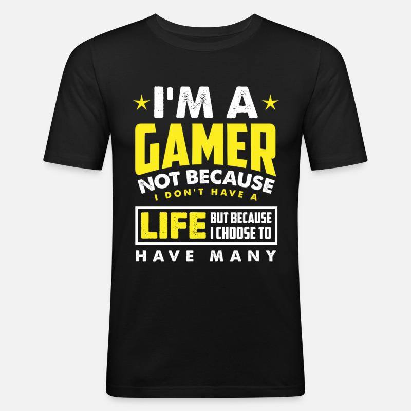 Gamer Gaming Computer Spiel Geschenk - Männer Slim Fit T-Shirt - Schwarz