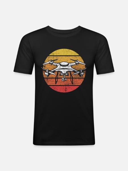 Drone retro - Men's Slim Fit T-Shirt - black