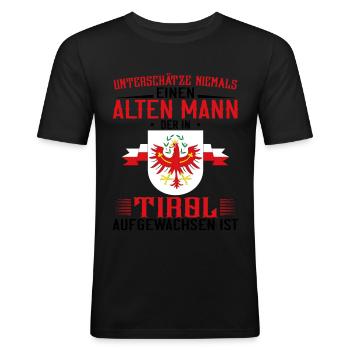 Unterschätze niemals einen alten Mann der in - Männer Slim Fit T-Shirt - Schwarz - Vorne - Nik (191cm)
