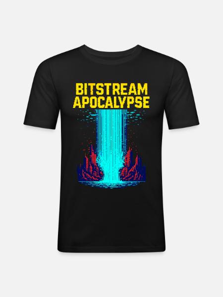 Bitstream Apokalypse - Männer Slim Fit T-Shirt - Schwarz
