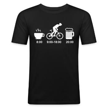 Fahrrad Bier Mountainbike Lustig Geschenk Geek - Männer Slim Fit T-Shirt - Schwarz - Vorne - Nik (191cm)