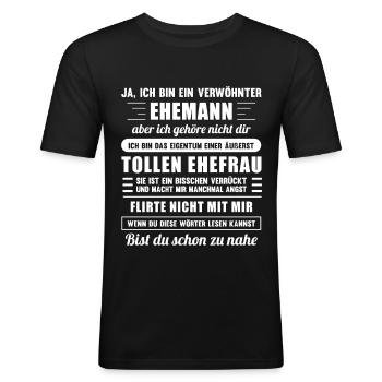 Lustiger Valentinstag Liebes Spruch Geschenk - Männer Slim Fit T-Shirt - Schwarz - Vorne - Nik (191cm)
