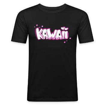 Drôle anime cosplay manga hentai kawaii cadeau - T-shirt près du corps Homme - noir - Devant - Nik (191cm)