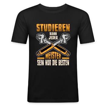 Lustig Kfz Meister Spruch Mechatroniker Geschenk - Männer Slim Fit T-Shirt - Schwarz - Vorne - Nik (191cm)