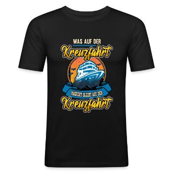 Lustige Kreuzfahrt Urlaub Meer Sprüche Geschenk - Männer Slim Fit T-Shirt - Schwarz - Vorne - Nik (191cm)
