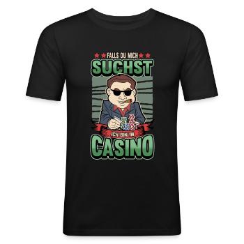 Lustig Poker Casino Glücksspiel Spruch Geschenk - Männer Slim Fit T-Shirt - Schwarz - Vorne - Nik (191cm)