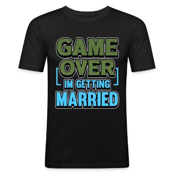 Polterabend Brudgom Bride Bachelor - Herre Slim Fit T-Shirt - sort - Foran - Nik (191cm)