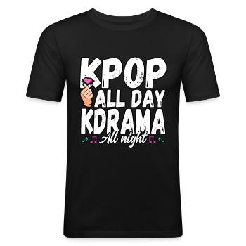 Funny K-pop All Day K-drama All Night Idols Bias - Men's Slim Fit T-Shirt - black - Front - Nik (191cm)