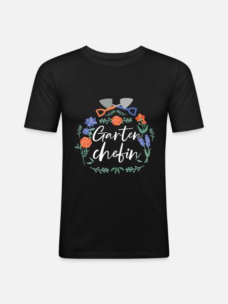 Gartenchefin Gärtner - Männer Slim Fit T-Shirt - Schwarz