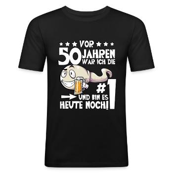 Vor 50 Jahren 50. Geburtstag - Männer Slim Fit T-Shirt - Schwarz - Vorne - Nik (191cm)