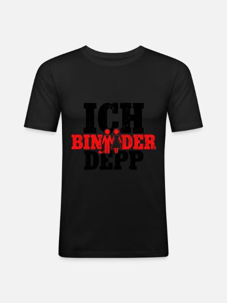 Ich bin der Depp Bräutigam - Männer Slim Fit T-Shirt - Schwarz