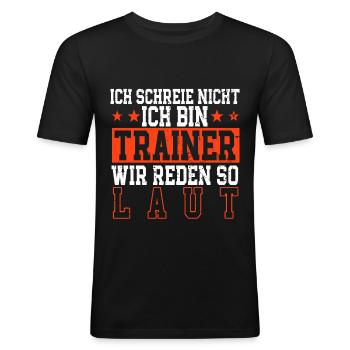 Trainer Fußball Fußballtrainer - Männer Slim Fit T-Shirt - Schwarz - Vorne - Nik (191cm)