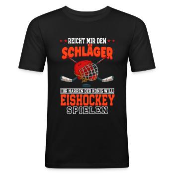 Eishockey - Männer Slim Fit T-Shirt - Schwarz - Vorne - Nik (191cm)