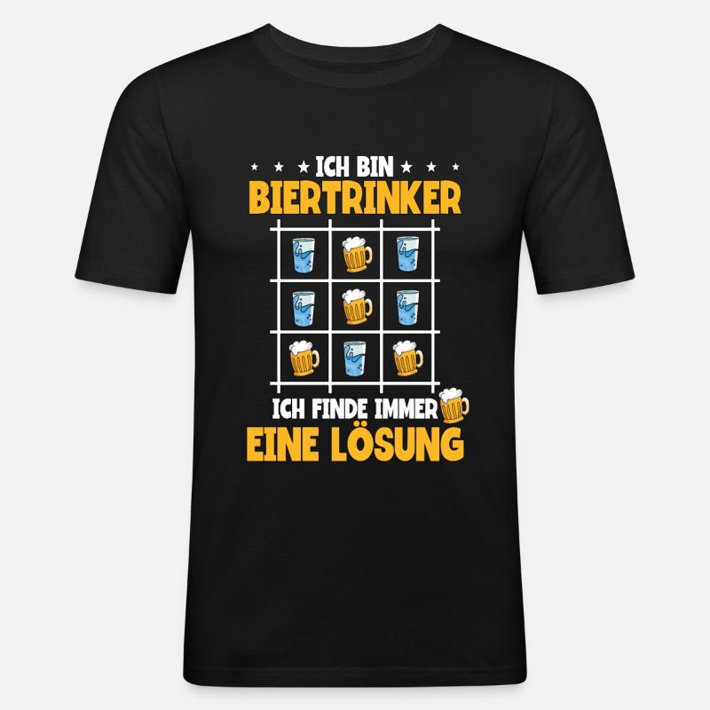 Ich bin Biertrinker Bier - Männer Slim Fit T-Shirt - Schwarz