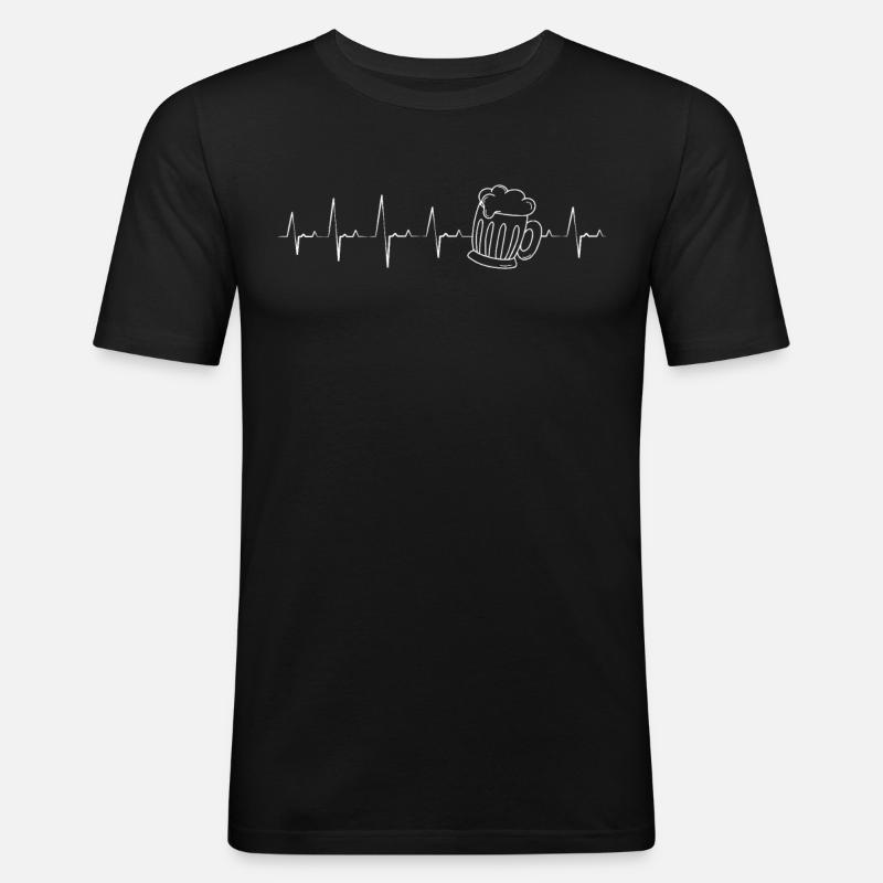 Bier Herzschlag Bier - Männer Slim Fit T-Shirt - Schwarz