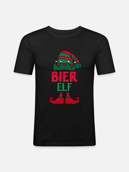 Weihnachten Bier - Männer Slim Fit T-Shirt - Schwarz