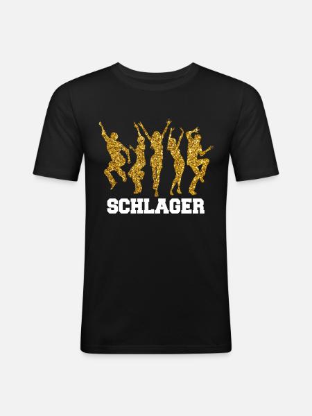 Schlagerparty Schlager - Männer Slim Fit T-Shirt - Schwarz