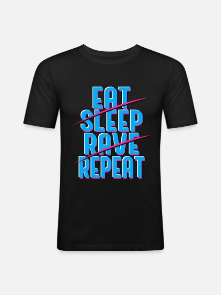 Manger Sleep Rave Répéter - T-shirt près du corps Homme - noir