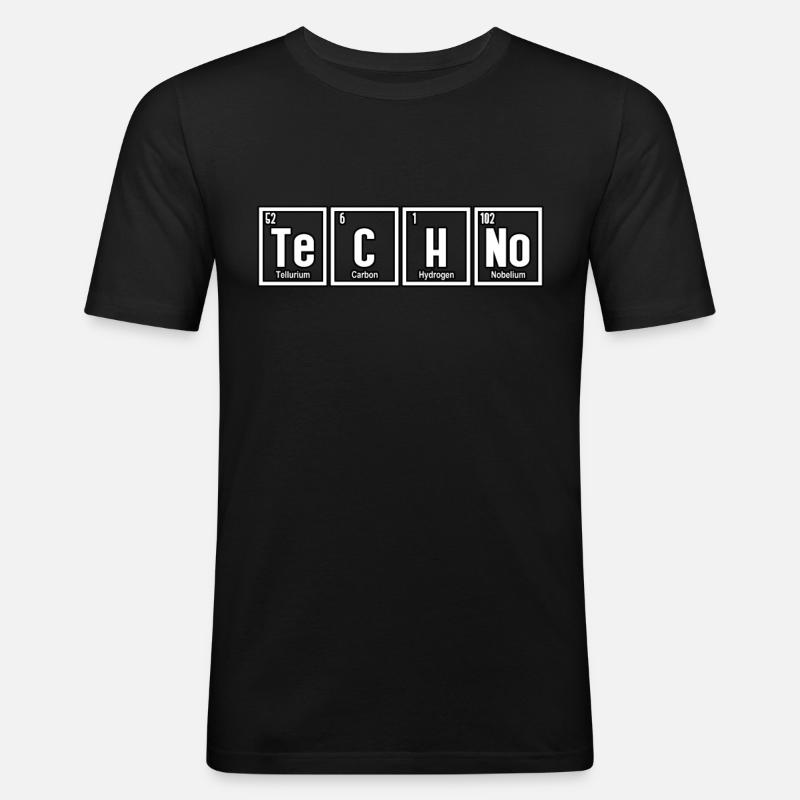 Rave Techno Periodensystem - Männer Slim Fit T-Shirt - Schwarz