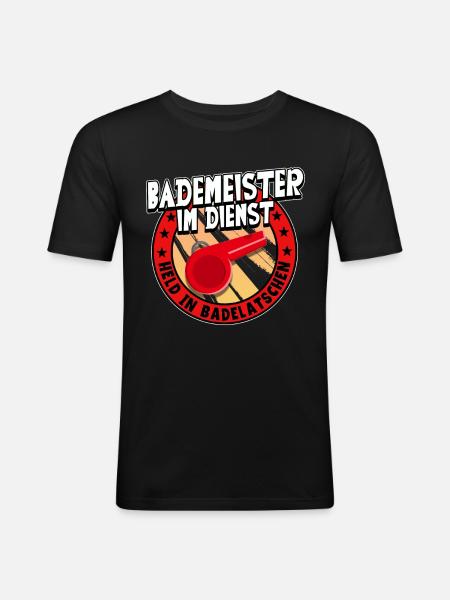 Rettungsschwimmer Bademeister - Männer Slim Fit T-Shirt - Schwarz