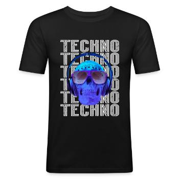 Musique techno - T-shirt près du corps Homme - noir - Devant - Nik (191cm)