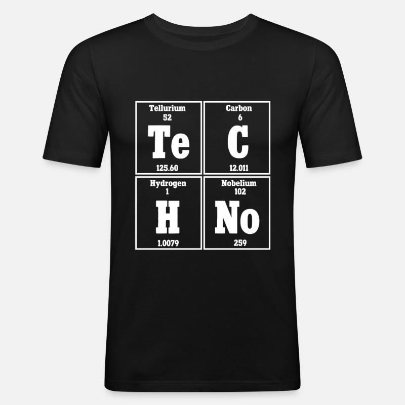 Techno Musik Rave Techno Periodensystem - Männer Slim Fit T-Shirt - Schwarz
