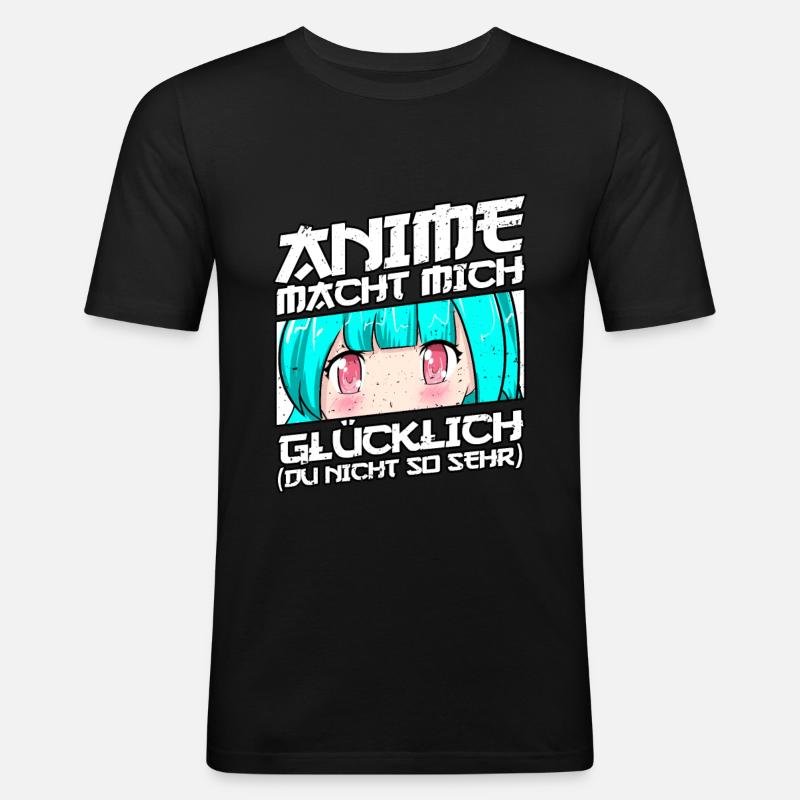Anime Spruch Weeb Otaku - Männer Slim Fit T-Shirt - Schwarz
