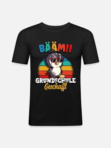 Bääm Grundschule Geschafft - Männer Slim Fit T-Shirt - Schwarz