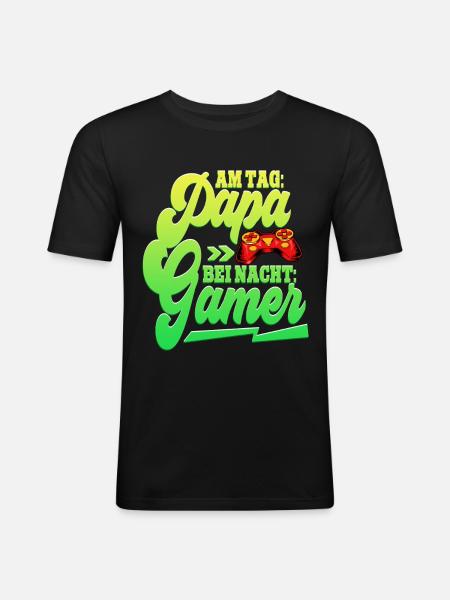 Zocken Gaming Papa - Men's Slim Fit T-Shirt - black