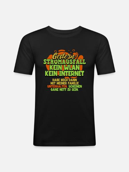 Gestern Stromausfall Zocken Gaming - Männer Slim Fit T-Shirt - Schwarz