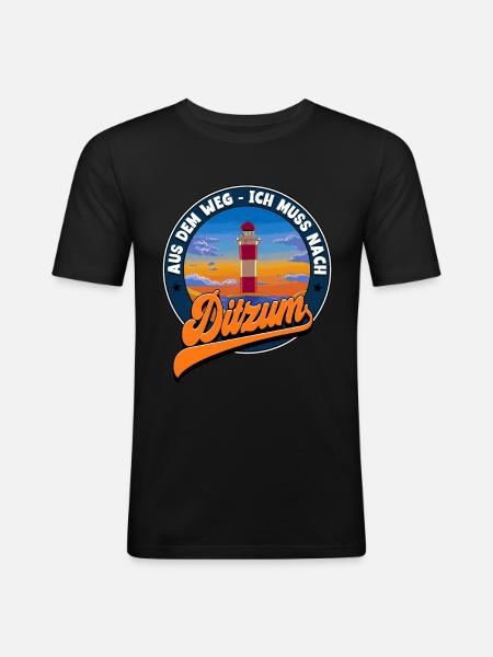 Ditzum - Männer Slim Fit T-Shirt - Schwarz