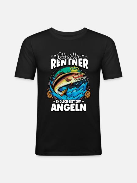 Angeln Angler Rentner - Männer Slim Fit T-Shirt - Schwarz