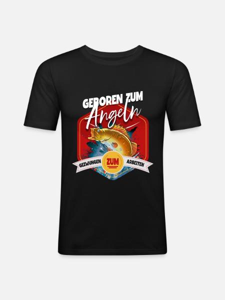 Angeln Angler - Männer Slim Fit T-Shirt - Schwarz