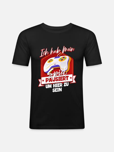 Zocken Gaming - Männer Slim Fit T-Shirt - Schwarz