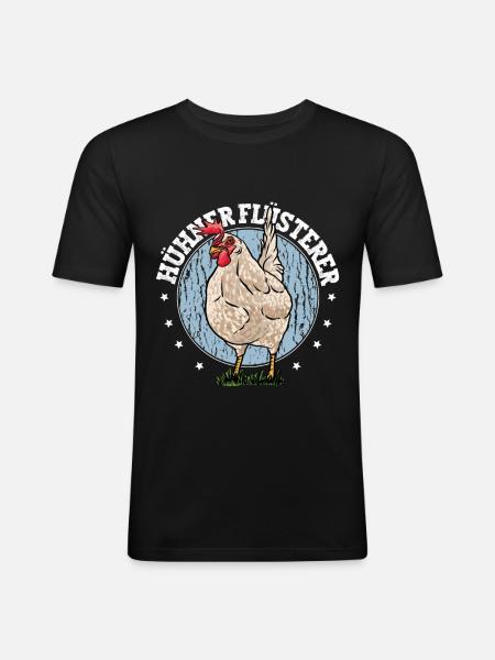 Huhn Hühner Flüsterer - Männer Slim Fit T-Shirt - Schwarz