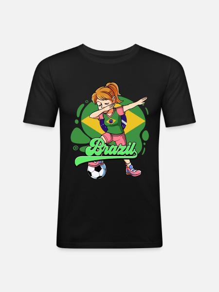 Brasilien Fußball - Männer Slim Fit T-Shirt - Schwarz