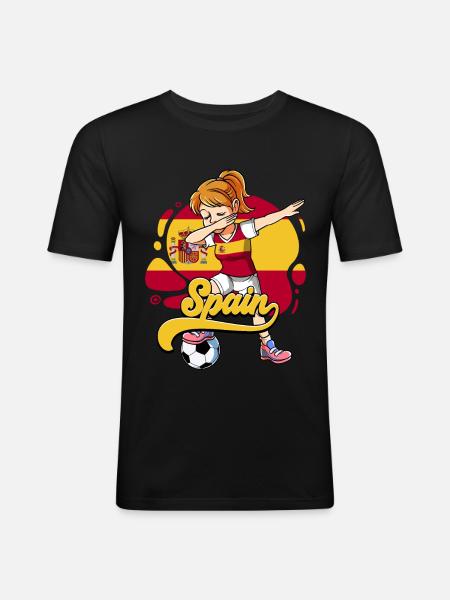 Spanien Fußball - Männer Slim Fit T-Shirt - Schwarz