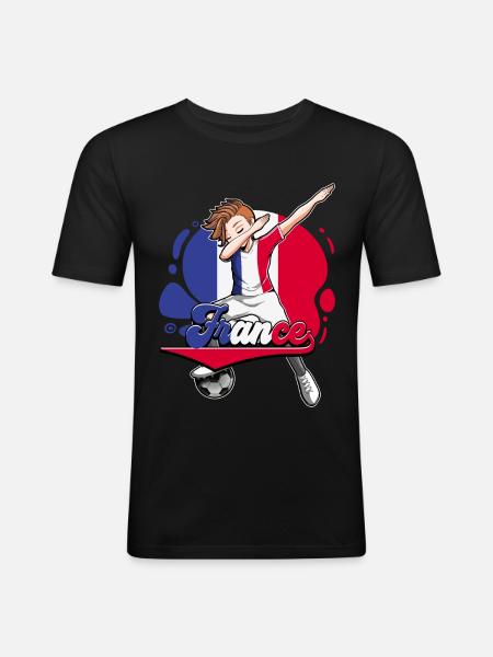 Frankreich Fußball - Männer Slim Fit T-Shirt - Schwarz