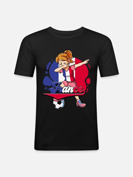 Frankreich Fußball - Männer Slim Fit T-Shirt - Schwarz