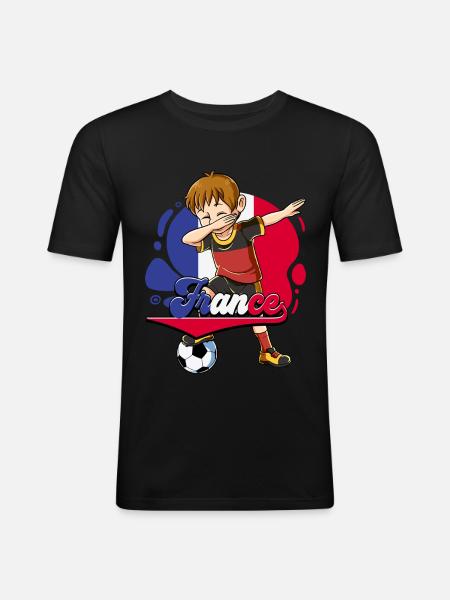 Frankreich Fußball - Männer Slim Fit T-Shirt - Schwarz