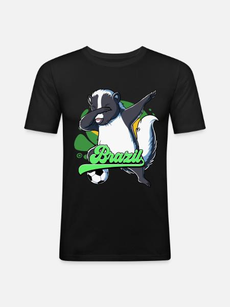 Brasilien Fußball - Männer Slim Fit T-Shirt - Schwarz