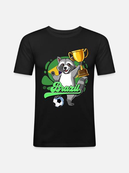 Brasilien Fußball - Männer Slim Fit T-Shirt - Schwarz