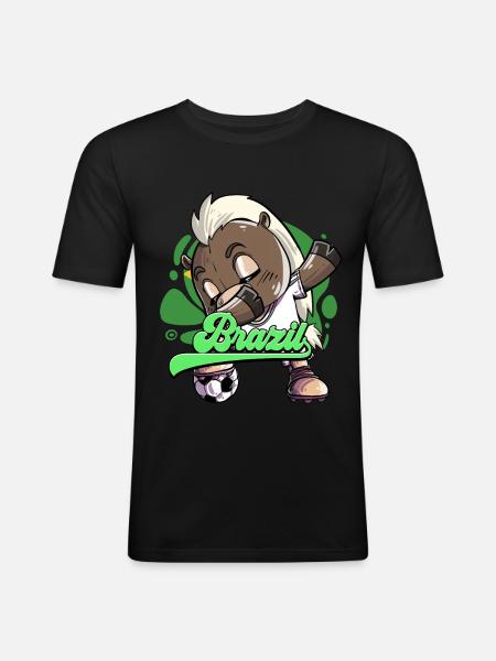 Brasilien Fußball - Männer Slim Fit T-Shirt - Schwarz