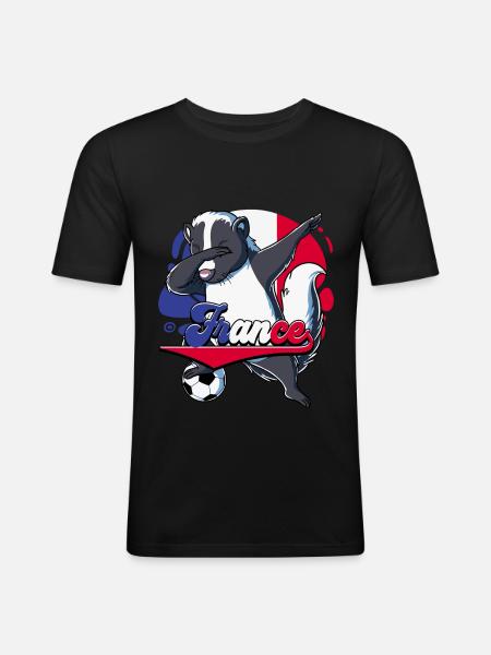 Frankreich Fußball - Männer Slim Fit T-Shirt - Schwarz