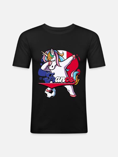 Frankreich Fußball - Männer Slim Fit T-Shirt - Schwarz