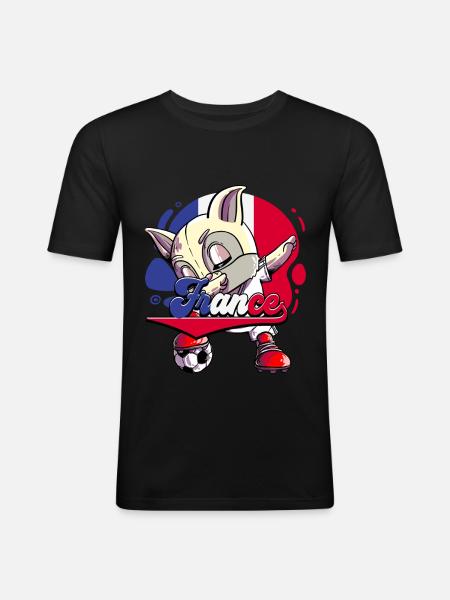 Frankreich Fußball - Männer Slim Fit T-Shirt - Schwarz