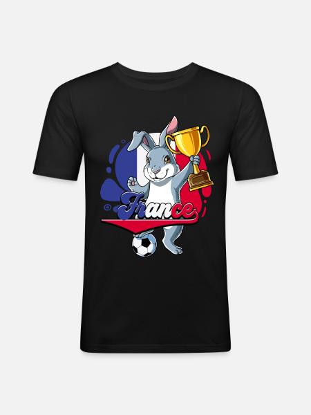 Frankreich Fußball - Männer Slim Fit T-Shirt - Schwarz